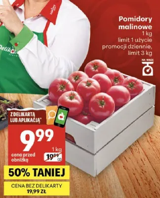 Pomidory malinowe Delikatesy Centrum promocja