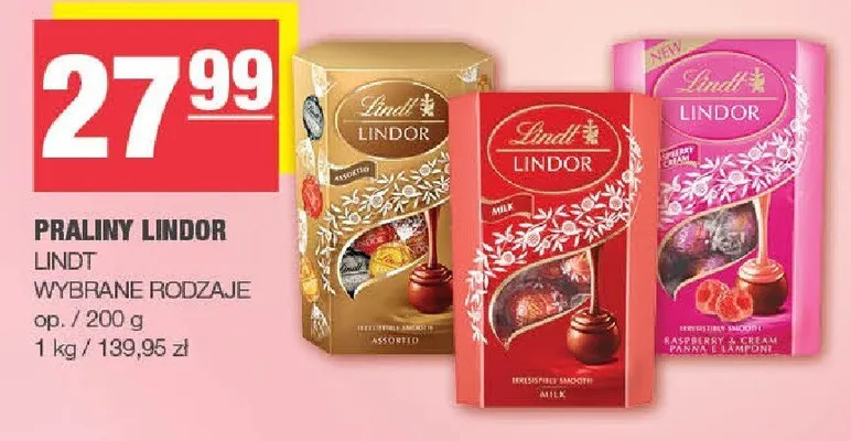 Praliny Lindor Lindt wybrane rodzaje promocja w SPAR