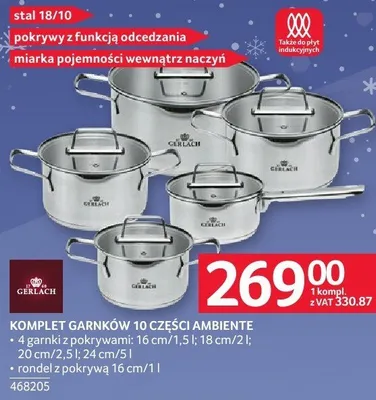 Komplet garnków 10 części Ambiente Gerlach promocja w Selgros