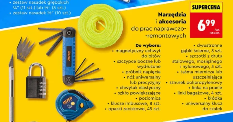 Narzędzia i akcesoria do prac naprawczo-remontowych promocja w Biedronka