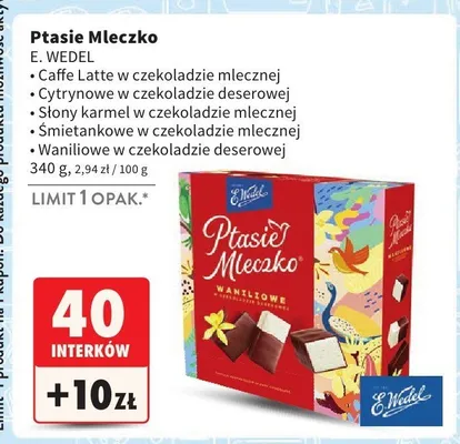 Ptasie Mleczko 340 g, różne rodzaje E. Wedel promocja w Intermarche