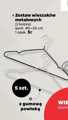 Zestaw wieszaków metalowych 2 kolory 40x20 cm 5 szt. promocja w Netto
