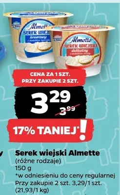 Serek wiejski Almette różne rodzaje promocja w Netto