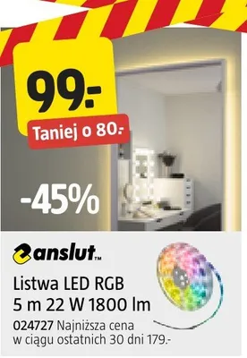 Listwa LED RGB 5 m 22 W 1800 lm anslut promocja w Jula