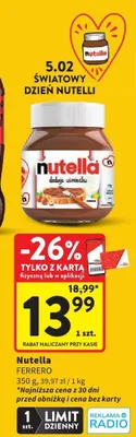 Krem czekoladowy Nutella Ferrero promocja w Intermarche