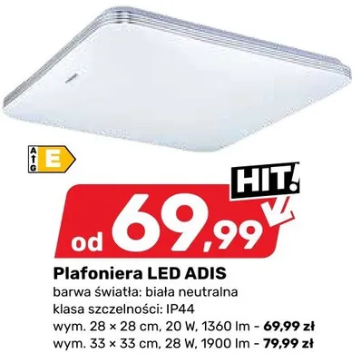Plafoniera LED ADIS wym. 28 x 28 cm, 20 W, 1360 lm promocja w Bricomarche