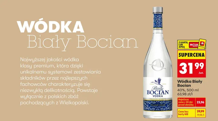 Wódka Biały bocian vodka promocja w Biedronka