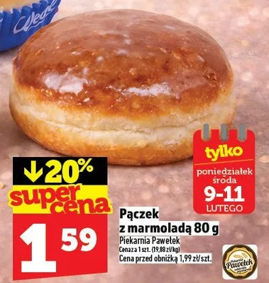 Pączek z marmolada 80 g Piekarnia Pawelak promocja w TOPAZ