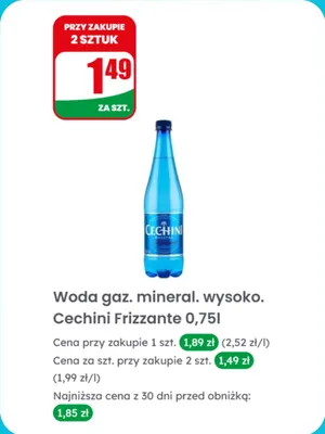 Woda gazowana mineralna wysokonasycona Frizzante 0,75l promocja w Dino
