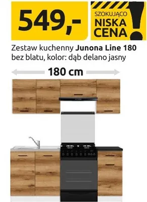 Zestaw kuchenny Junona Line 180 bez blatu, kolor: dąb delano jasny 180cm promocja w Black Red White