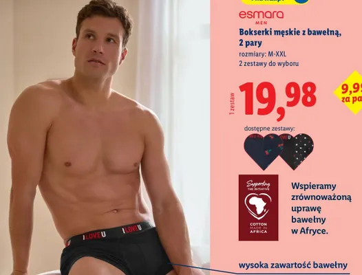 Bokserki męskie z bawełną, 2 pary promocja w Lidl