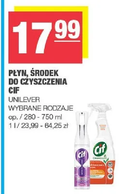 Płyn, środek do czyszczenia CIF UNILEVER promocja w SPAR