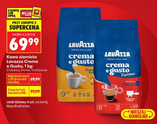 Kawa ziarnista Crema e Gusto 1kg Forte promocja w Biedronka