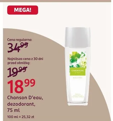 Dezodorant 75 ml Chanson D'eau promocja w Rossmann