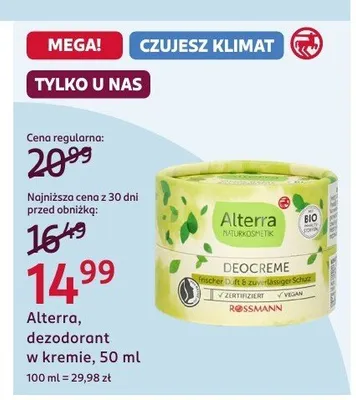 Dezodorant w kremie, 50 ml Alterra promocja w Rossmann