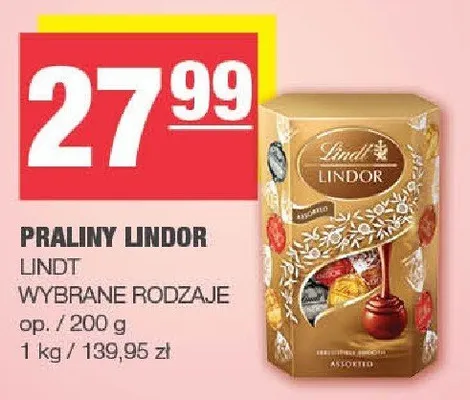Praliny Lindor Lindt wybrane rodzaje promocja w SPAR