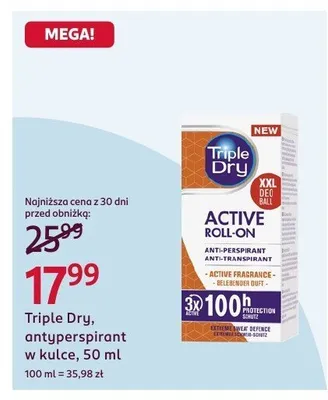 Antyperspirant w kulce, 50 ml Triple Dry promocja w Rossmann