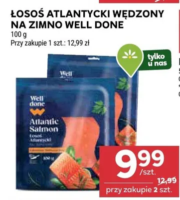 Łosoś atlantycki wędzony na zimno Well Done promocja w Stokrotka