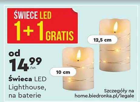Świeca LED Lighthouse na baterie 10 cm promocja w Biedronka