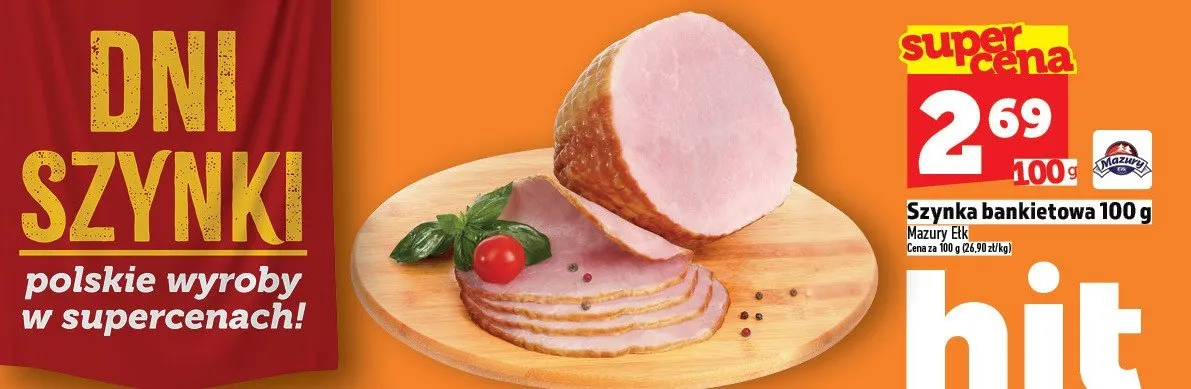 Szynka bankietowa Mazury Ełk 100 g promocja w TOPAZ
