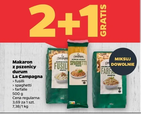 Makaron z pszenicy durum farfalle La Campagna promocja w Netto