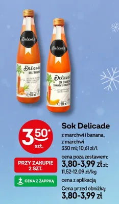 Sok Delicade z marchwi i banana, z marchwi promocja w Żabka