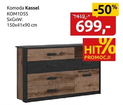Komoda Kassel KOM1D5S promocja w Black Red White