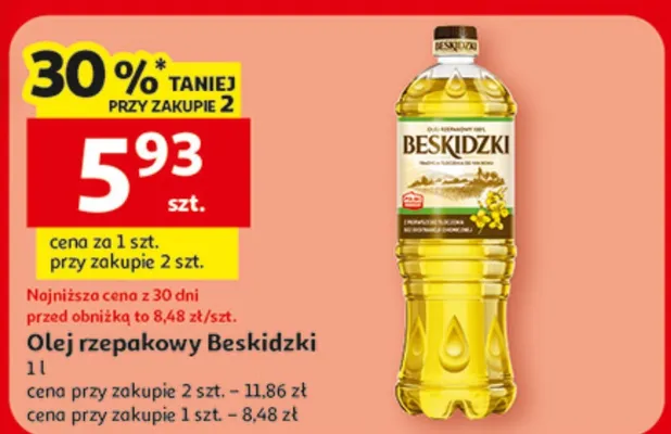 Olej rzepakowy Beskidzki 1 l promocja w Auchan