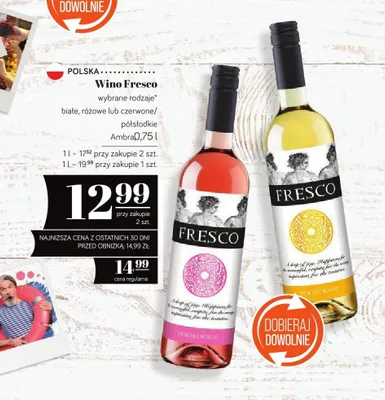 Wino czerwone półsłodkie 0,75l Fresco promocja w POLOmarket