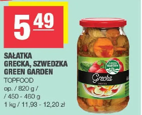 Sałatka grecka, szwedzka Green Garden TOPFOOD promocja w SPAR