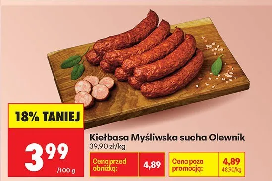 Kiełbasa Myśliwska sucha  promocja w Biedronka