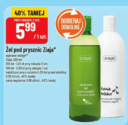 Żel pod prysznic Ziaja, wybrane rodzaje, 500 ml promocja w POLOmarket