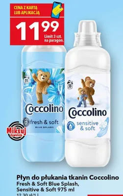 Płyn do płukania tkanin Coccolino Fresh & Soft Blue Splash promocja w LEWIATAN