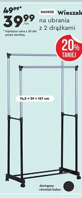 Wieszak na ubrania z 2 drążkami promocja w Biedronka