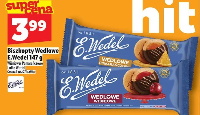 Biszkopty Wedlowe E.Wedel 147 g promocja w TOPAZ