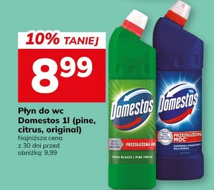 Płyn do wc Domestos 1l (pine, citrus, original) promocja w Hitpol