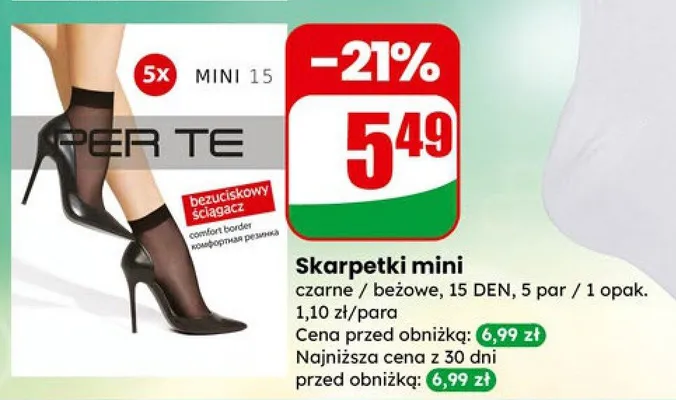 Skarpetki mini czarne / beżowe, 15 DEN, 5 par  promocja w Dino