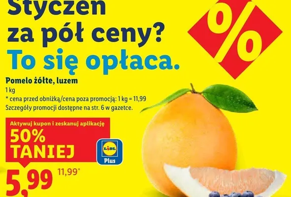 Pomelo żółte, luzem 1 kg promocja w Lidl