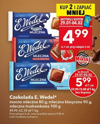 Czekolada E. Wedel mleczna klasyczna 90 g promocja