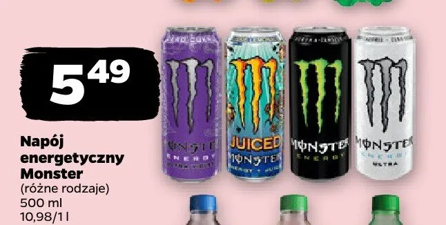 Napój energetyczny Monster różne rodzaje promocja w Netto