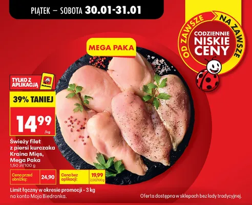 Filet z piersi kurczaka Mega Paka promocja w Biedronka