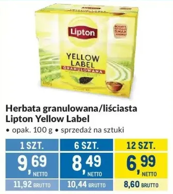Herbata granulowana/liściasta Lipton Yellow Label promocja w Makro