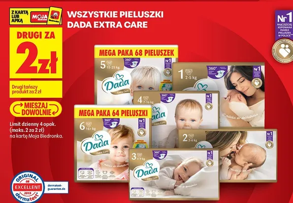 Pieluchy Extra Care wszystkie rodzaje promocja w Biedronka
