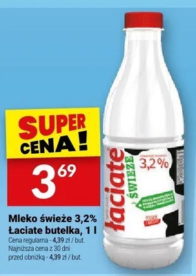 Mleko świeże 3,2% Łaciate butelka, 1 l promocja w Twój Market