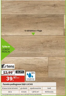 Panele podłogowe DĄB LUCAS Artens promocja w Leroy Merlin