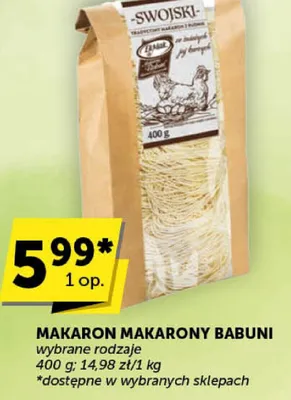 Makaron makaronowy babuni Swoiski promocja w Groszek