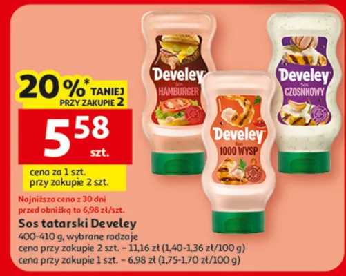 Sos tatarski Develey 400-410 g, wybrane rodzaje promocja w Auchan