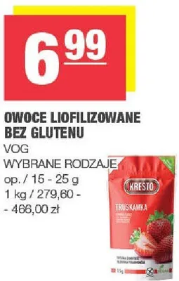 Owoce liofilizowane bez glutenu VOG wybrane rodzaje promocja w SPAR
