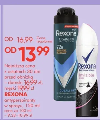 Antyperspiranty w sprayu REXONA, 150 ml promocja w Super-Pharm
