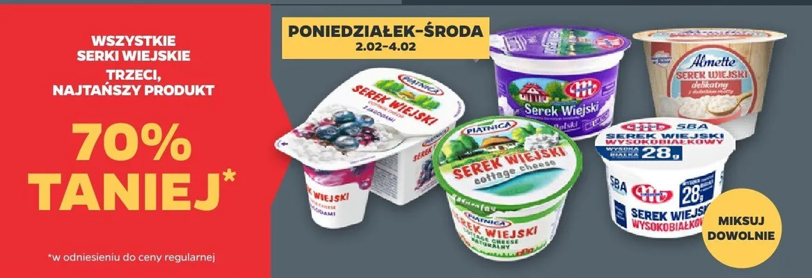 Serki wiejskie trzeci najtańszy produkt promocja w Netto